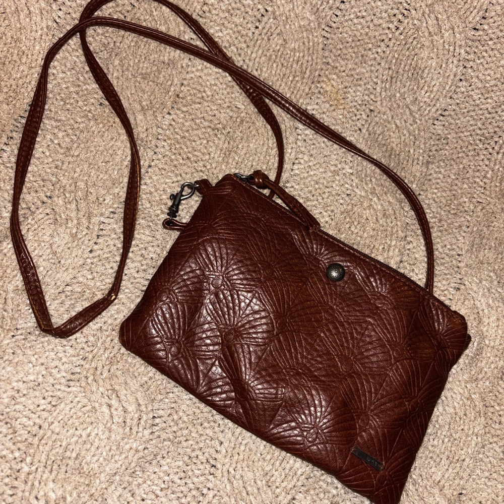 Roxy Embossed Dark Brown Crossbody Bag